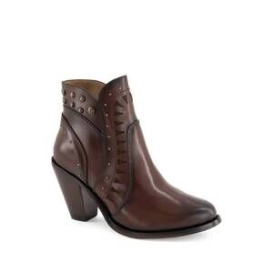 NEW FORASTERO women's block heel leather boots in dark brown